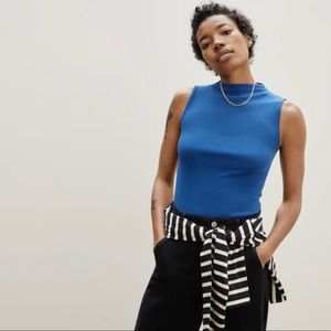 Everlane Pima Micro-Rib Funnel-Neck Tank, Size L